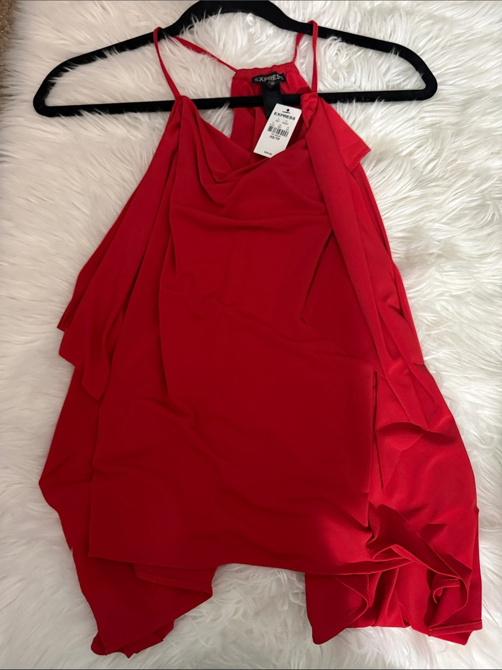 Express Red Asymmetrical Halter Flowy top